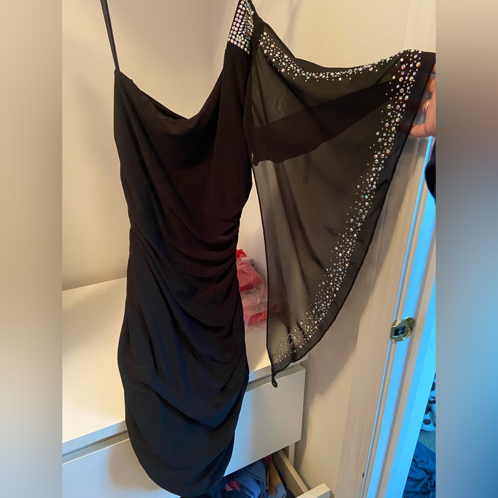 Tight mini black dress